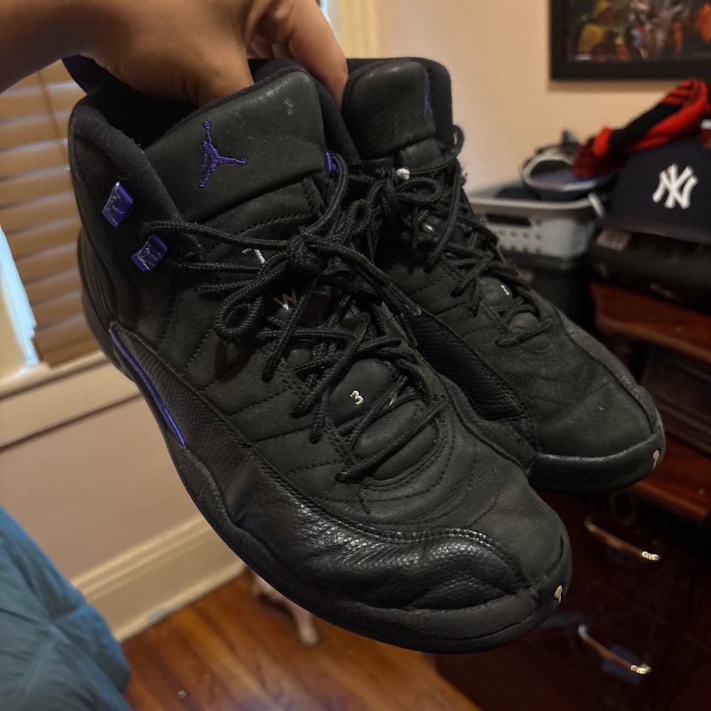 Jordan Black and Purple Sneakers High-Top Athletic